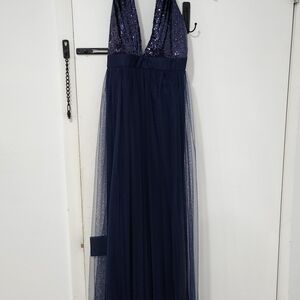 Windsor Navy Sequin Backless Dress